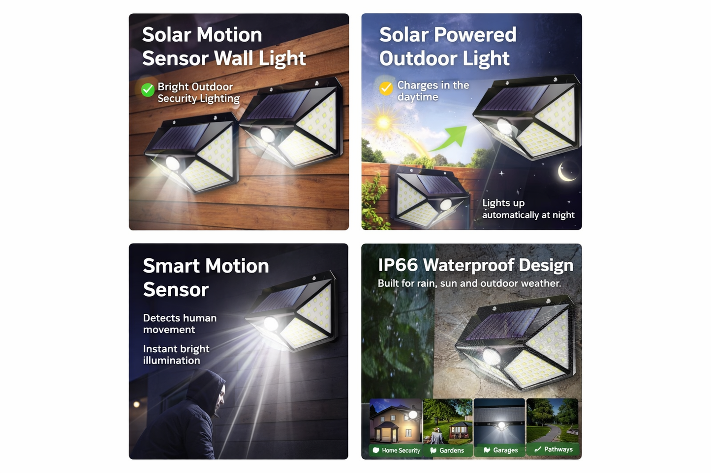 Solar Motion Sensor Wall Light 120 LED Outdoor Security Lamp Q-L433