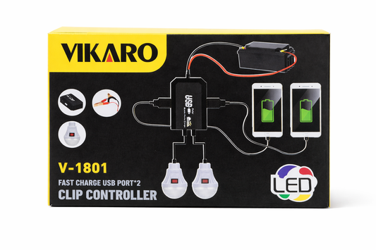 USB Clip Controller with Dual LED Lights & Fast Charge Ports
