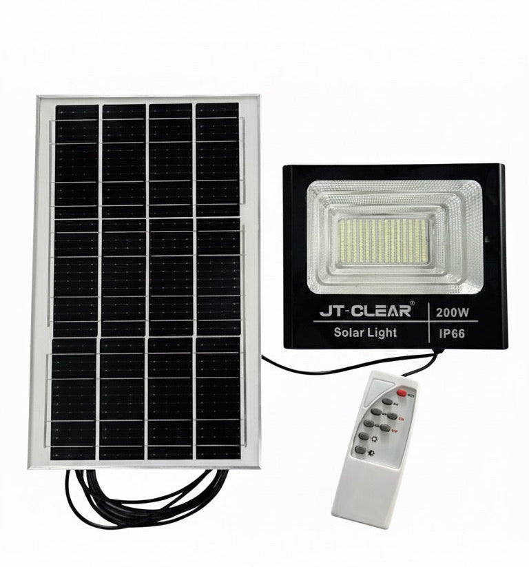 200W JT High Bright Solar Flood Light with Remote Control IP66 Outdoor LED Spotlight