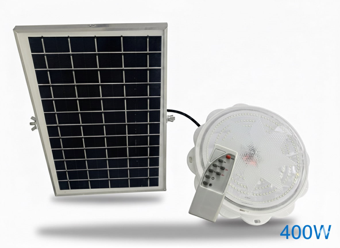 400W Solar LED Ceiling Light with Remote Control Indoor/Outdoor Waterproof Lamp (DX051)