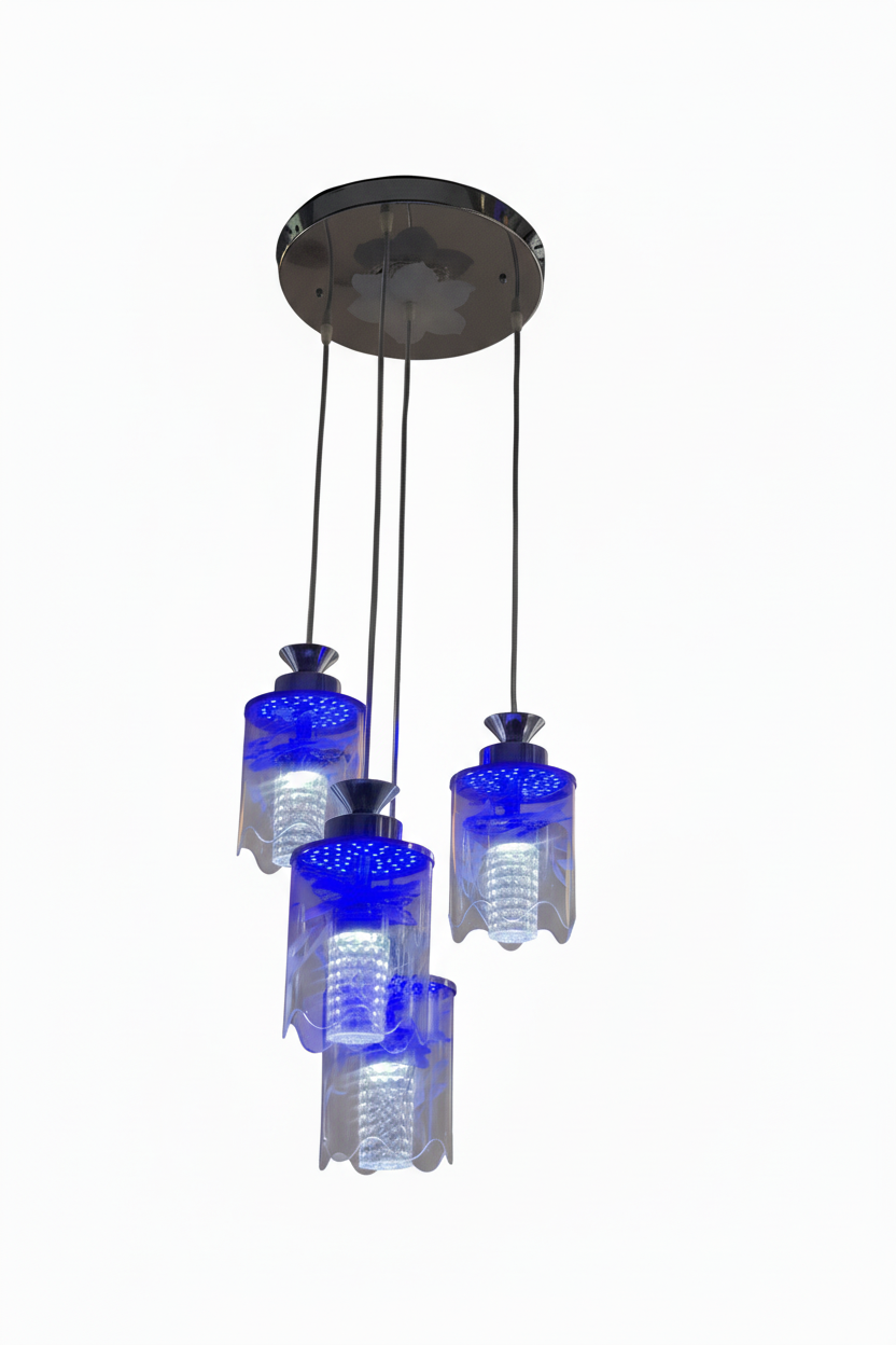 4-Light Decorative Glass Chandelier Modern Pendant Ceiling Light (9900/3+1)