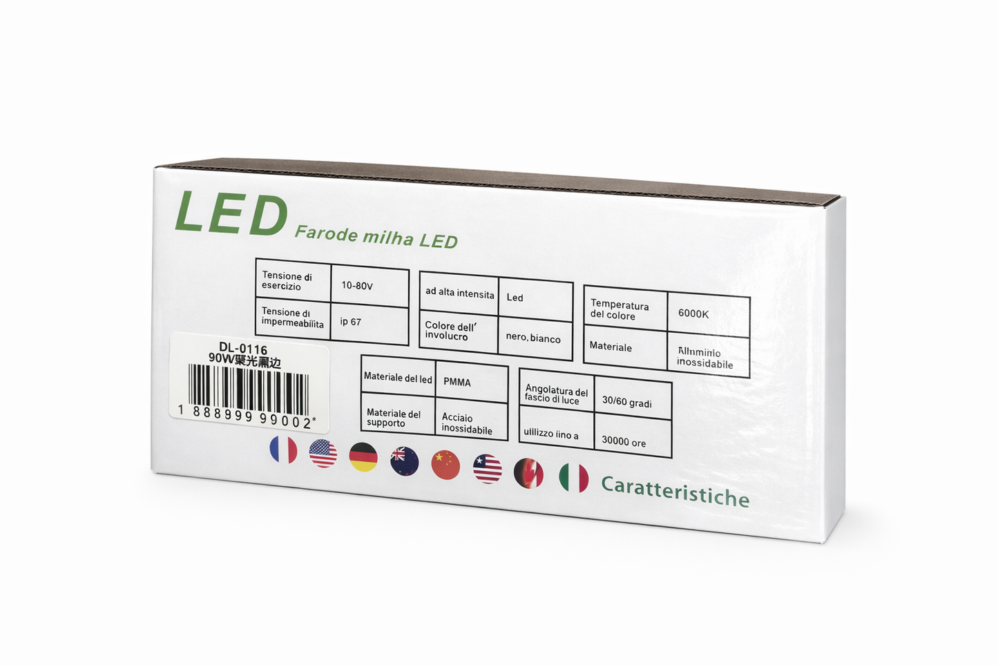90W Round LED Work Light 19 LED Off-Road Driving Lamp size 180mm