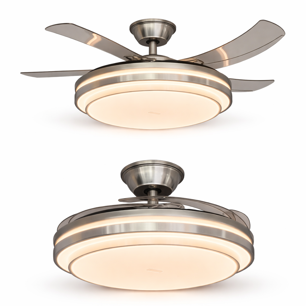 Modern LED Ceiling Fan with Retractable Blades HF-6101
