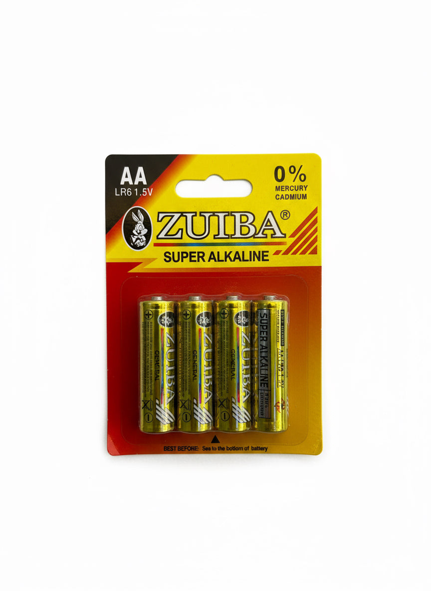 ZUIBA AA Super Alkaline Batteries LR6 1.5V Pack of 4