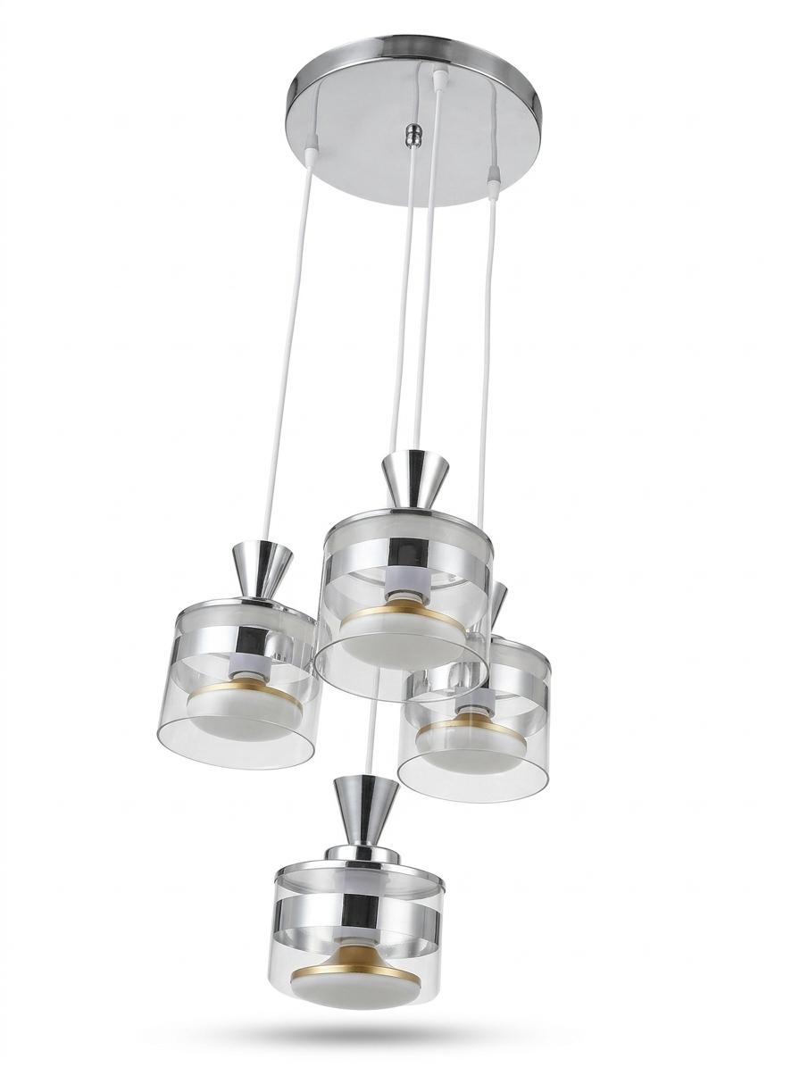 4-Light LED Glass Chandelier (Model 9941/3+1)