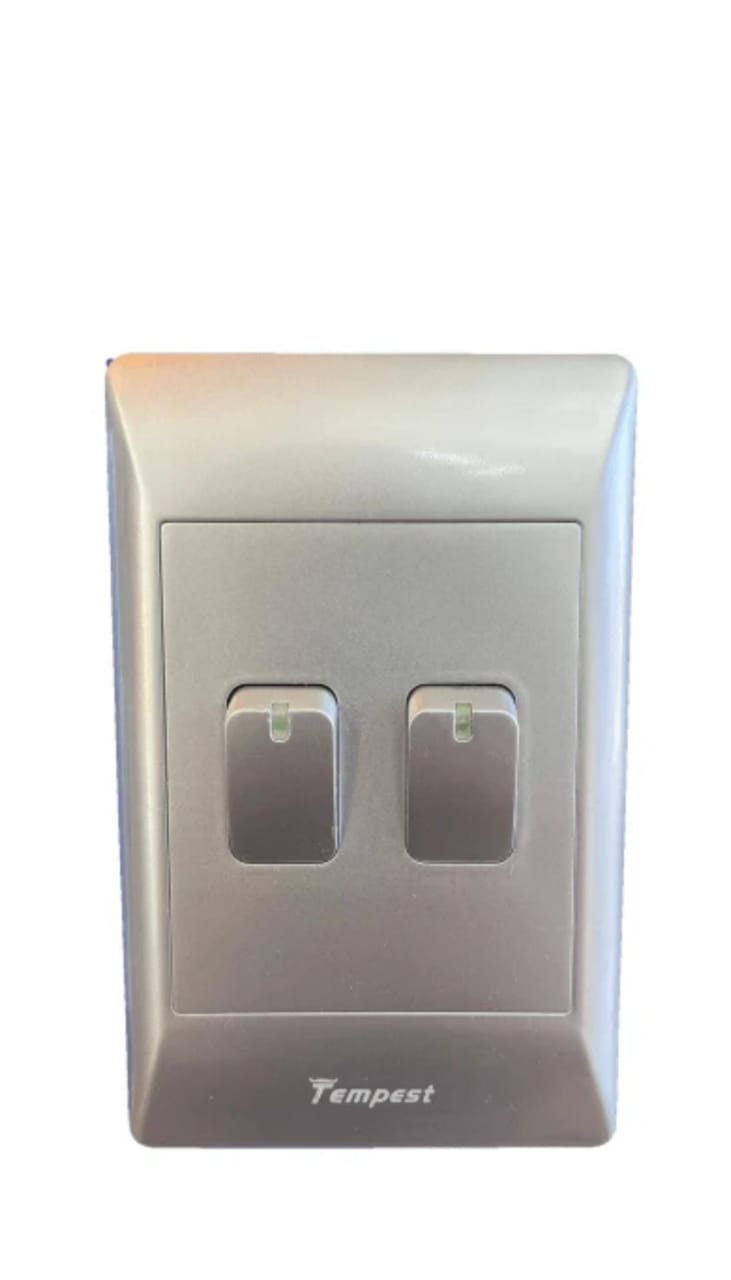 4x2 2 Lever Light Switch Silver SA002/S