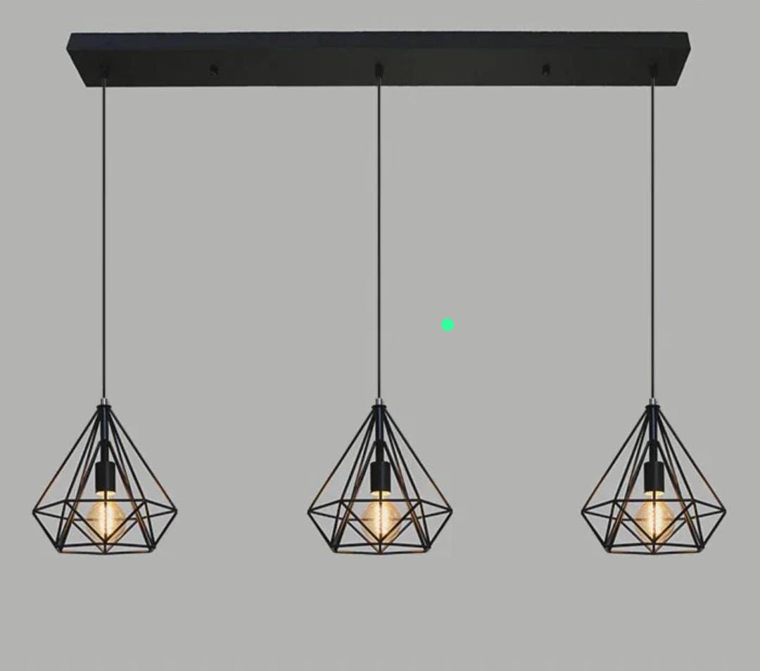 3-in-1 Industrial Rope Pendant Ceiling Light 6033/3 BK