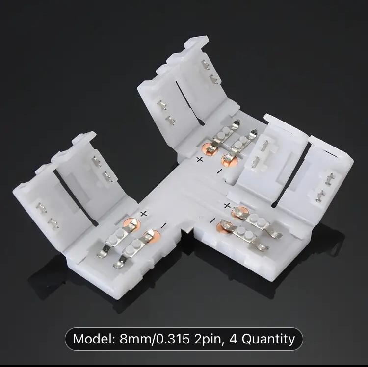 8mm 2‑Pin T-Shape LED Strip Connector