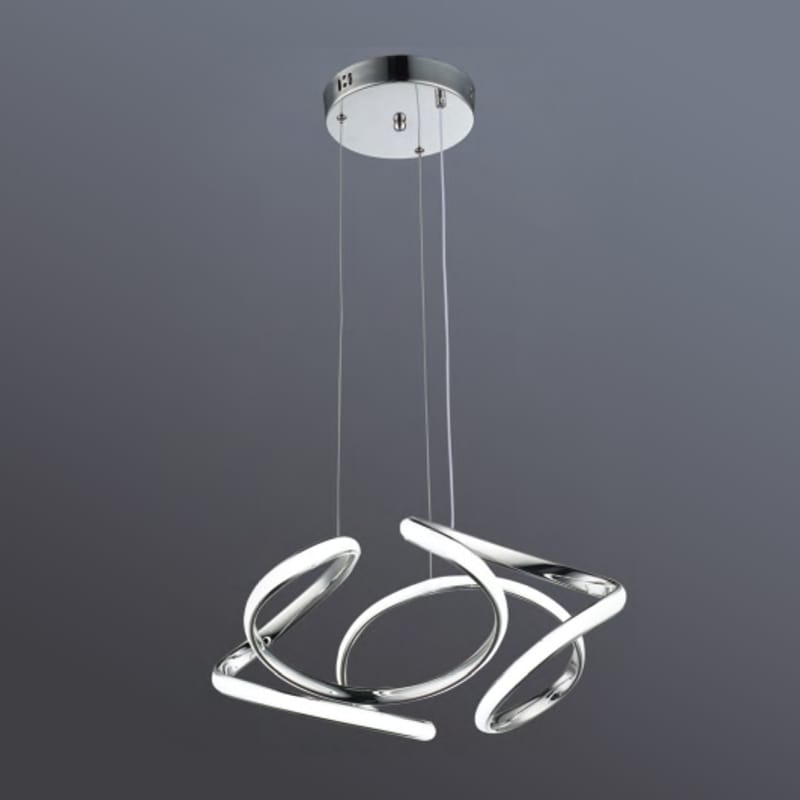 LED Modern Curved Lamp Spiral Wrought Iron chrome Chandelier, Bedroom Study Living Room Fashion Decoration 3 Color Changing Ceiling Chandelier(warm white ,cool white and day light) 802/3