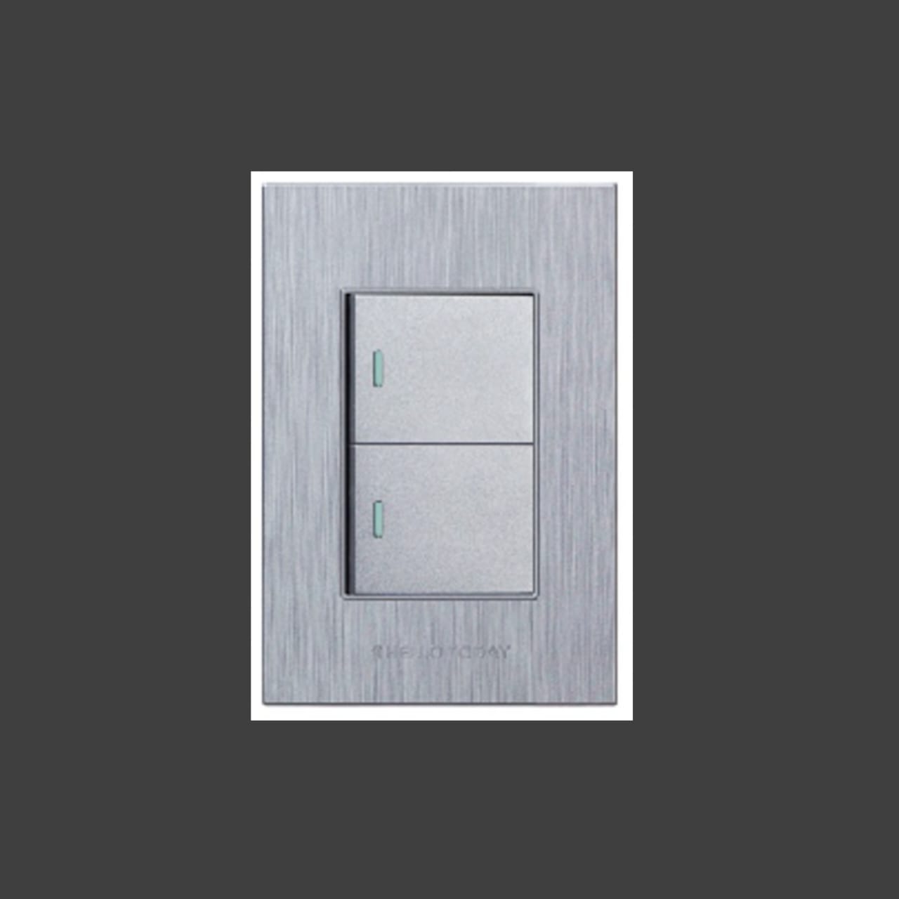 4×2 Two Lever Light Switch Brushed Silver Design (S8-102/1)