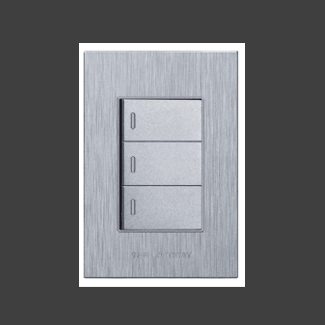 4×2 Three Lever Light Switch Brushed Silver Design (S8-103/1)