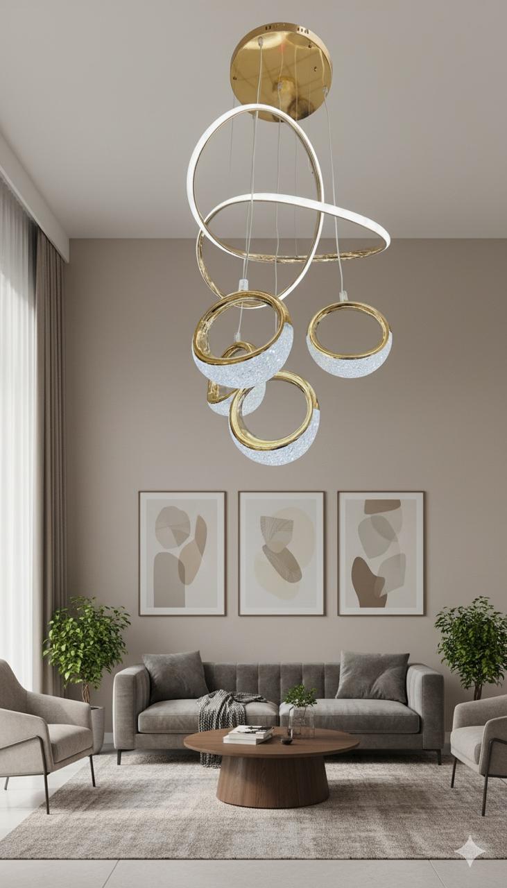 Modern 4 Ring LED Pendant Light 3 Color Changing (94436-4)