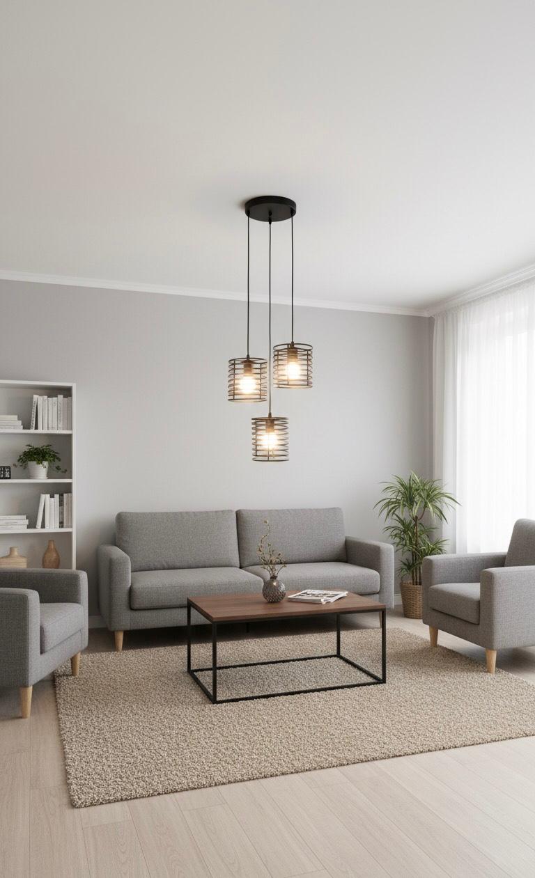 Modern 3-Light Wire Cage Pendant Chandelier Industrial Ceiling Light (1821-3)