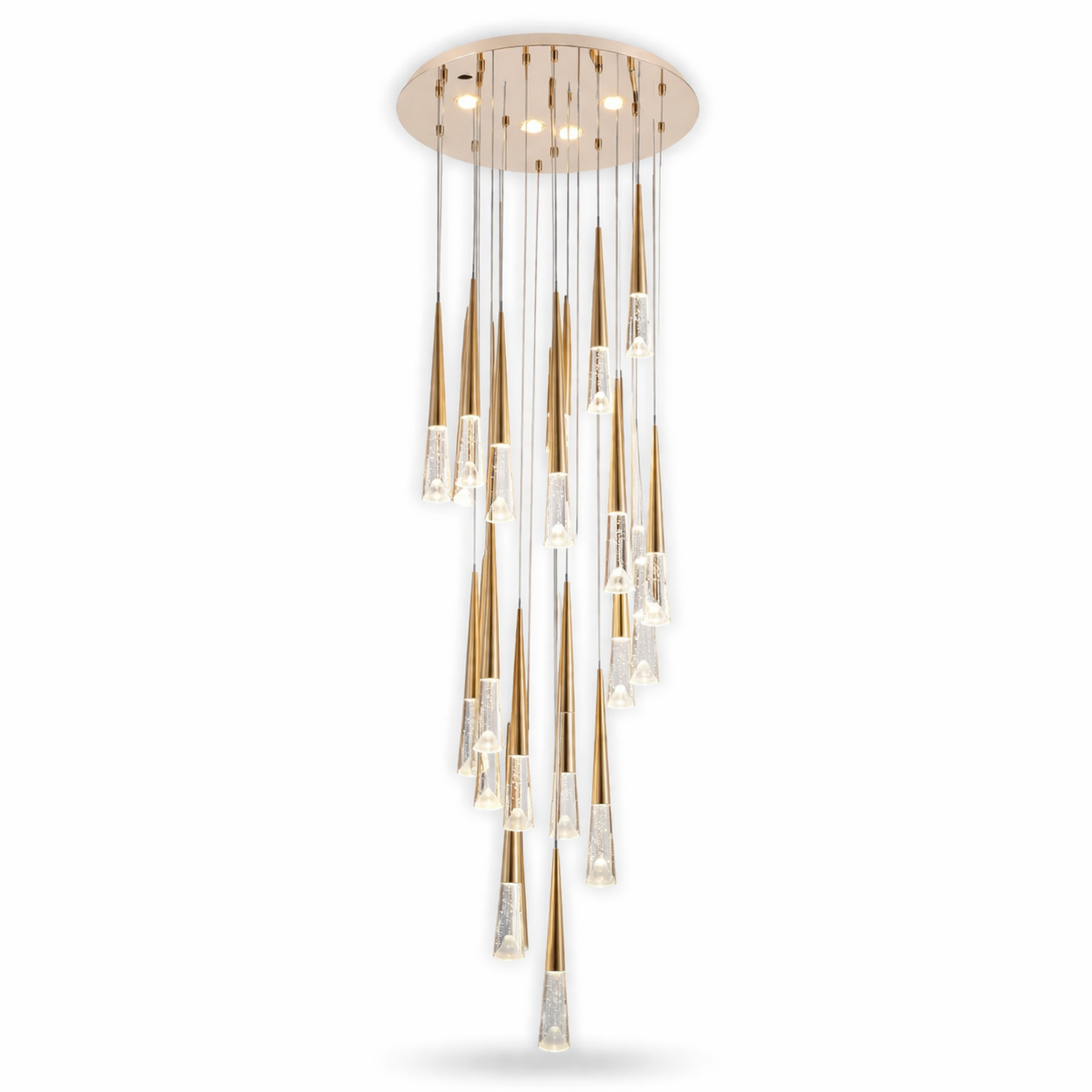 LED Modern Chandelier 24 Light Water Gold Crystal Teardrop Pendant