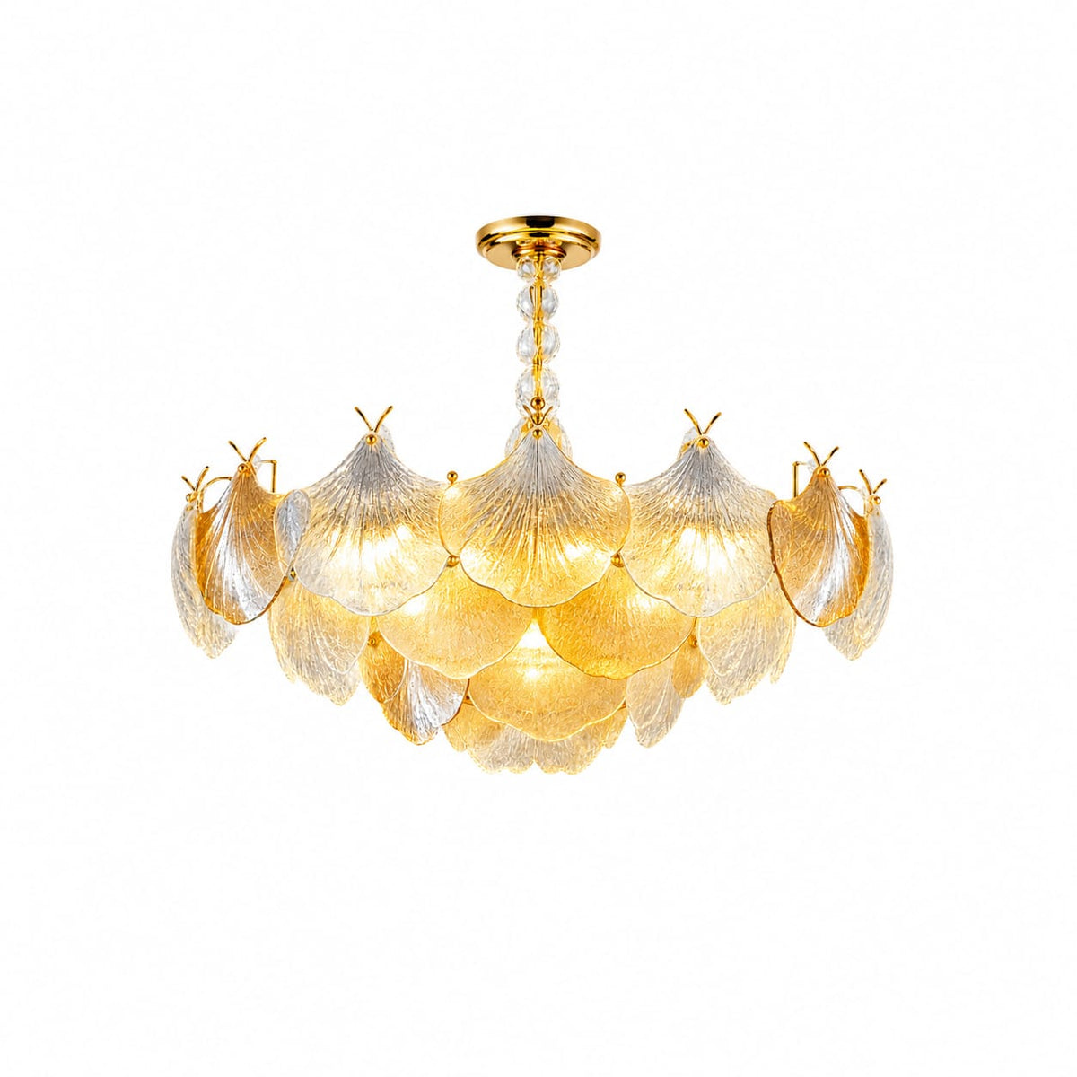 Luxury LED Glass Chandelier -Gold crystal Petal design 500mm