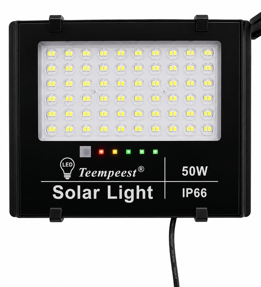 50W Solar LED Floodlight with Remote Control – IP66 Waterproof Outdoor Security Light