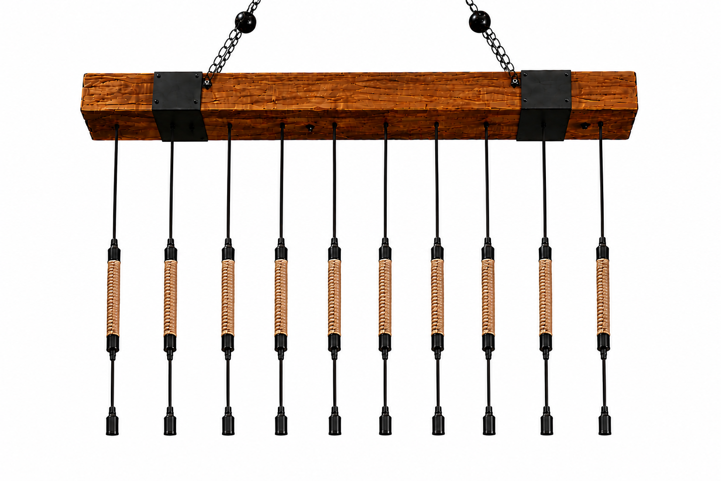 Rustic wooden 10 lights hanging chandelier