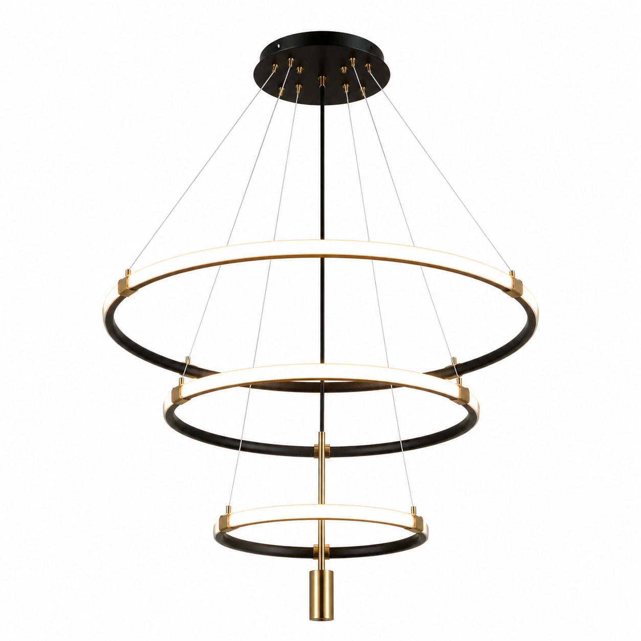 Modern 3-Ring LED Chandelier 3 Color Dimmable Gold Pendant Light (2049-4-6-8)