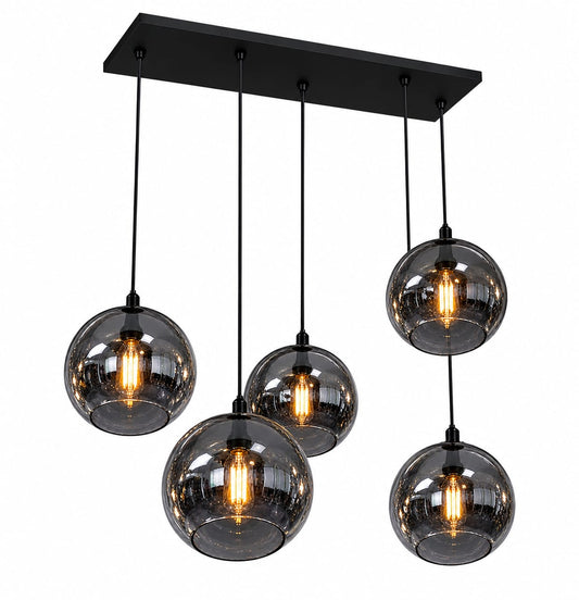 5 light smoked Round glass pendant Chandelier , Morden Luxurious Ceiling light