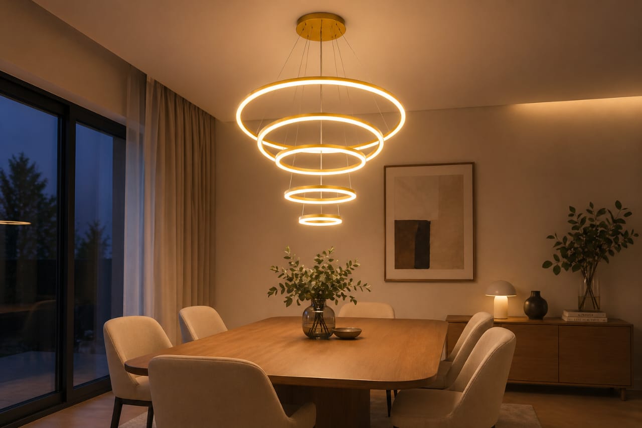 5 color Modern Ring Gold Premium Sense Dining Chandelier Pendant Light (5 Rings) 8120-4-6-8-10