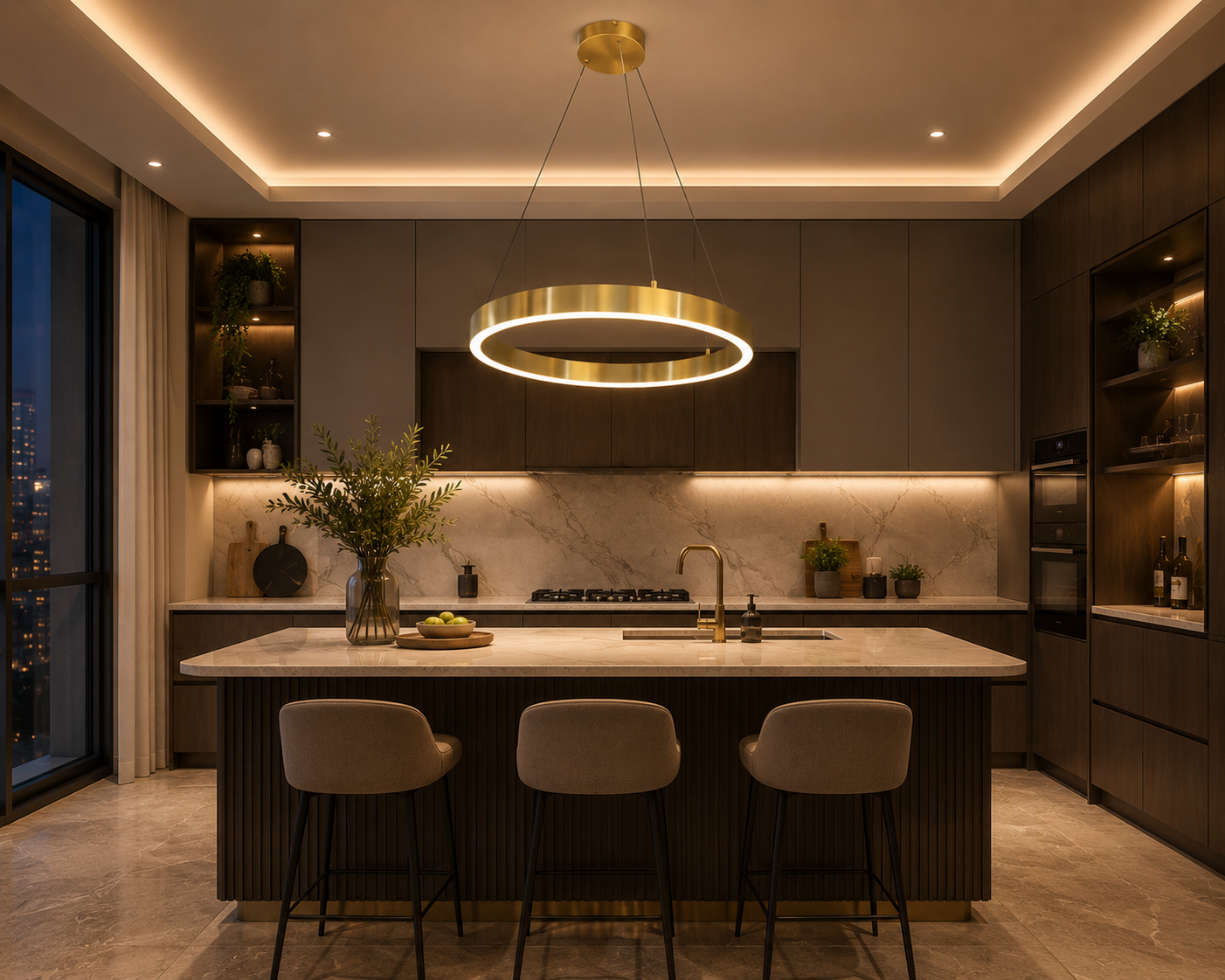 Modern LED Ring Pendant Light 2 Colour Changing Ceiling Light 45W (JMX23327/1PM)
