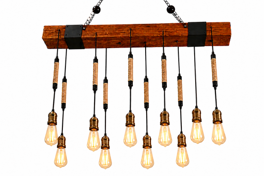 Rustic wooden 10 lights hanging chandelier