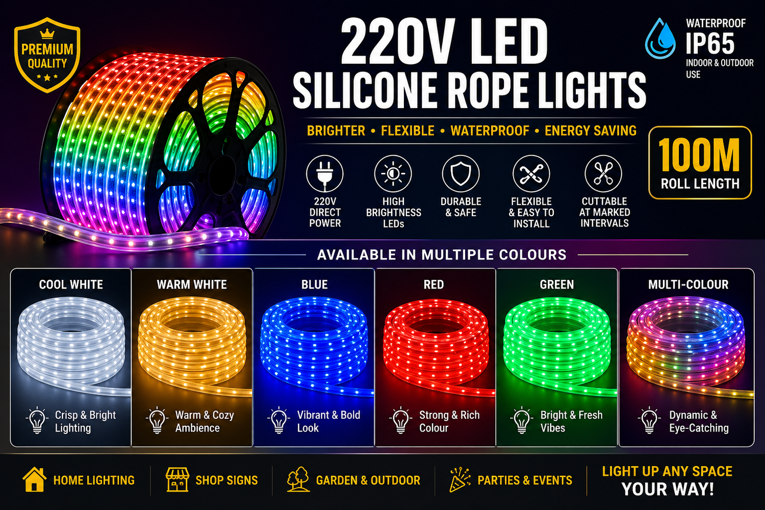 220V LED Silicone Rope Light