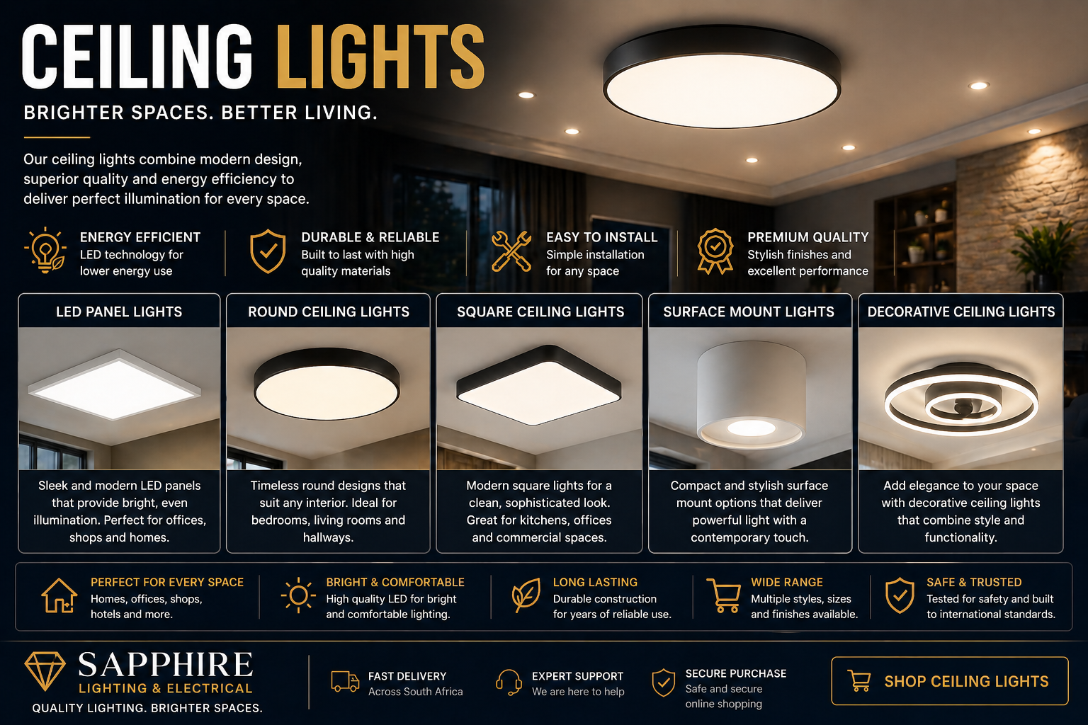 Ceiling Lights – Sapphire Lighting & Electrical