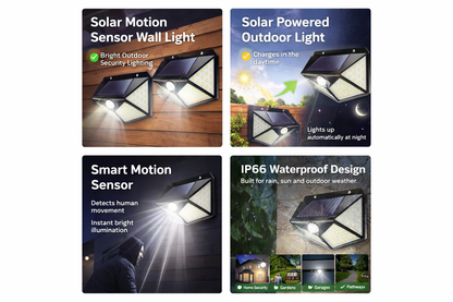 Solar Motion Sensor Wall Light  120 LED Outdoor Security Lamp Q-L433