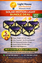 Solar Motion Sensor Wall Light  120 LED Outdoor Security Light (5 Pack Bundle)
