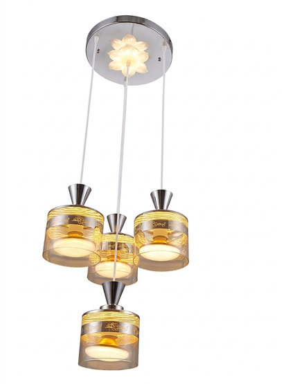 4-Light LED Glass Chandelier (Model 9941/3+1)