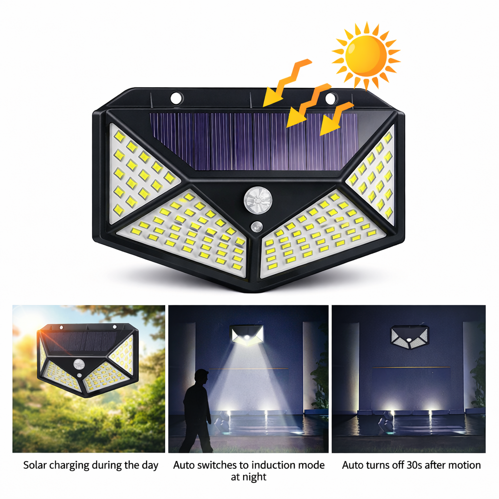 Solar Motion Sensor Wall Light  120 LED Outdoor Security Lamp Q-L433