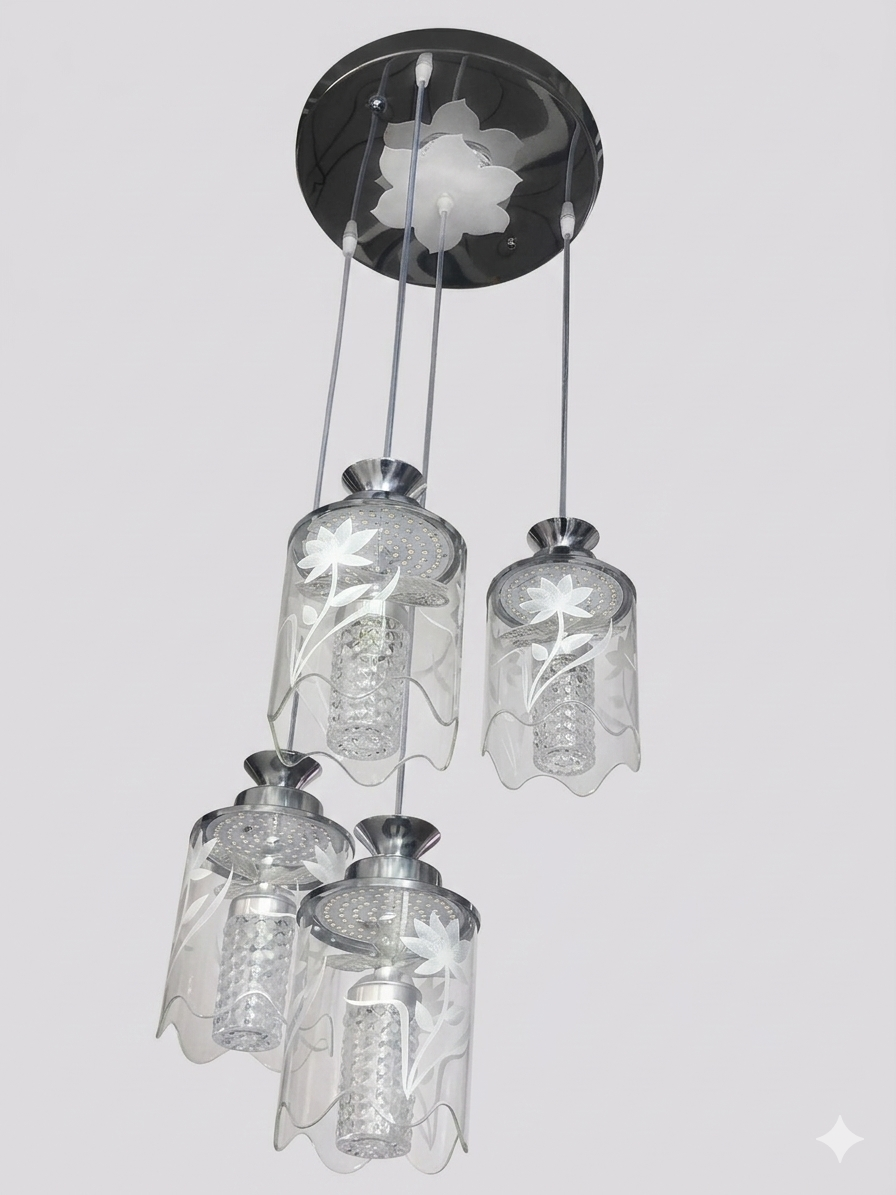 4-Light Decorative Glass Chandelier  Modern Pendant Ceiling Light (9900/3+1)