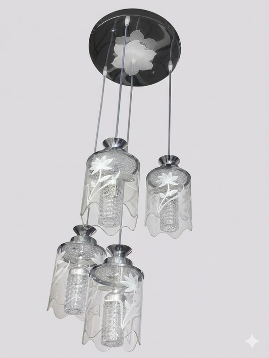 4-Light Decorative Glass Chandelier  Modern Pendant Ceiling Light (9900/3+1)