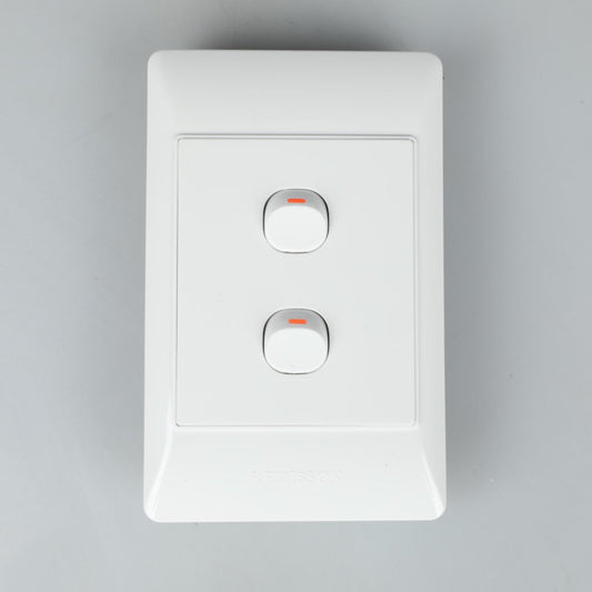 REDISSON A102 Paddle Light Dual Switch  White 2-Lever Wall Switch