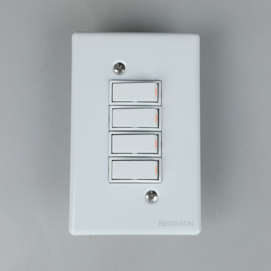 REDISSON Stylish Simplicity 4 Lever Wall Switch  White Gloss (A-M04(S))