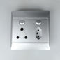 REDISSON 4x4 Double Switched Wall Socket 16A  Silver Grey Luxury Finish (D02 SIL)