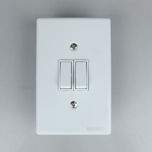 REDISSON A-M02(S) Stylish Simplicity Light Switch Plate  Safe, Long Life, and Gloss Finish 2 Lever Wall Switch for Elegant Spaces A-M02(S)