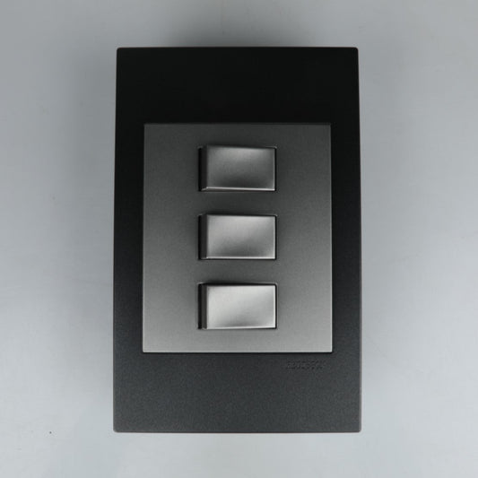 Redisson 3 Lever Wall Luxury Switch  4x4 (Silver Grey Finish) A103-C-SG