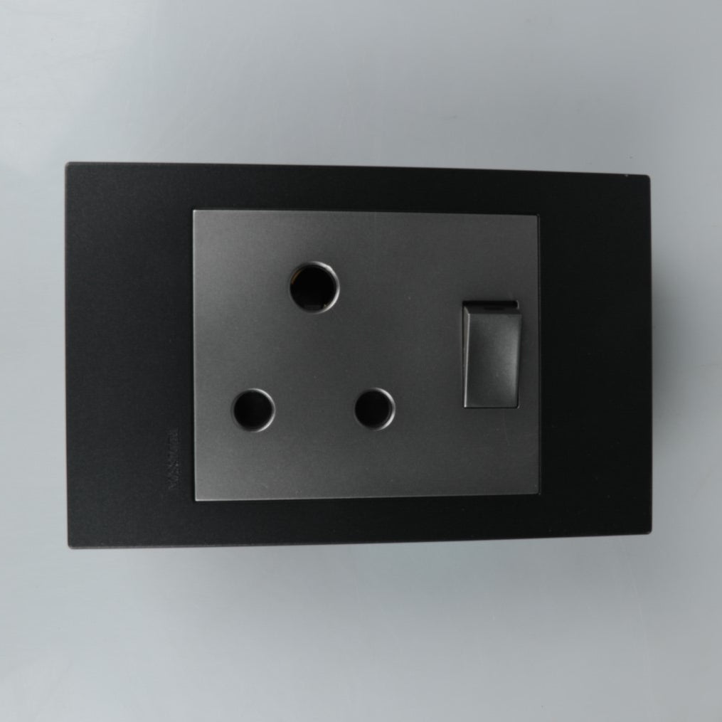 Redisson 16A Single Switched Wall Socket  4x4 (Silver Grey Finish)