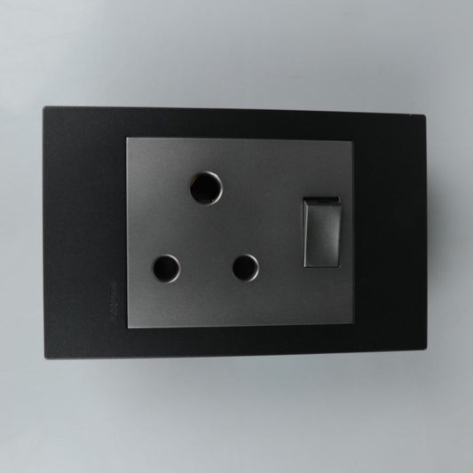 Redisson 16A Single Switched Wall Socket  4x4 (Silver Grey Finish)