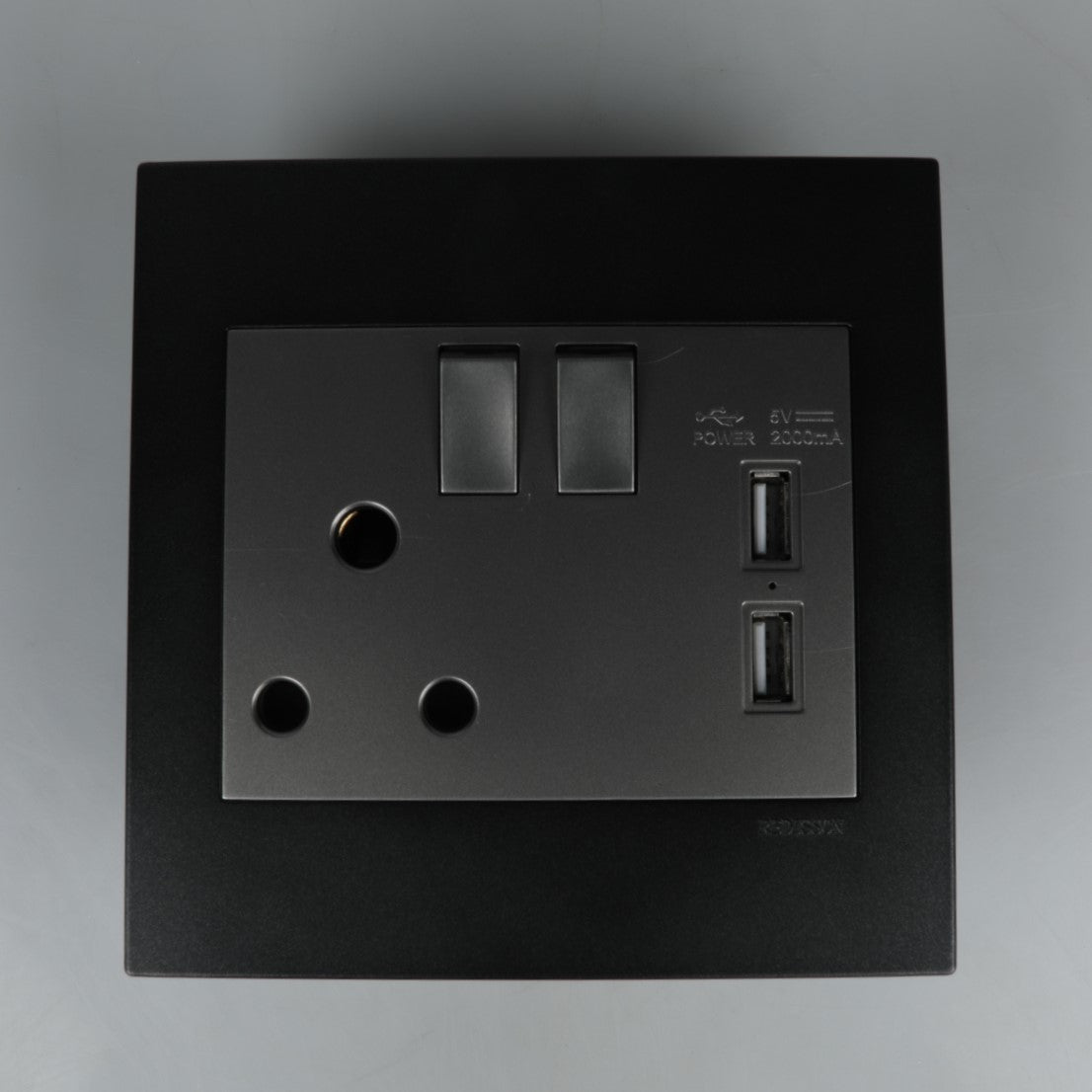 Redisson 16A Wall Socket with Dual Switch & USB Charging Ports (2x USB 5V 2A)  Modern Power Outlet