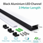 17mm x 7mm Black Aluminium Surface Mount LED Channel  3m