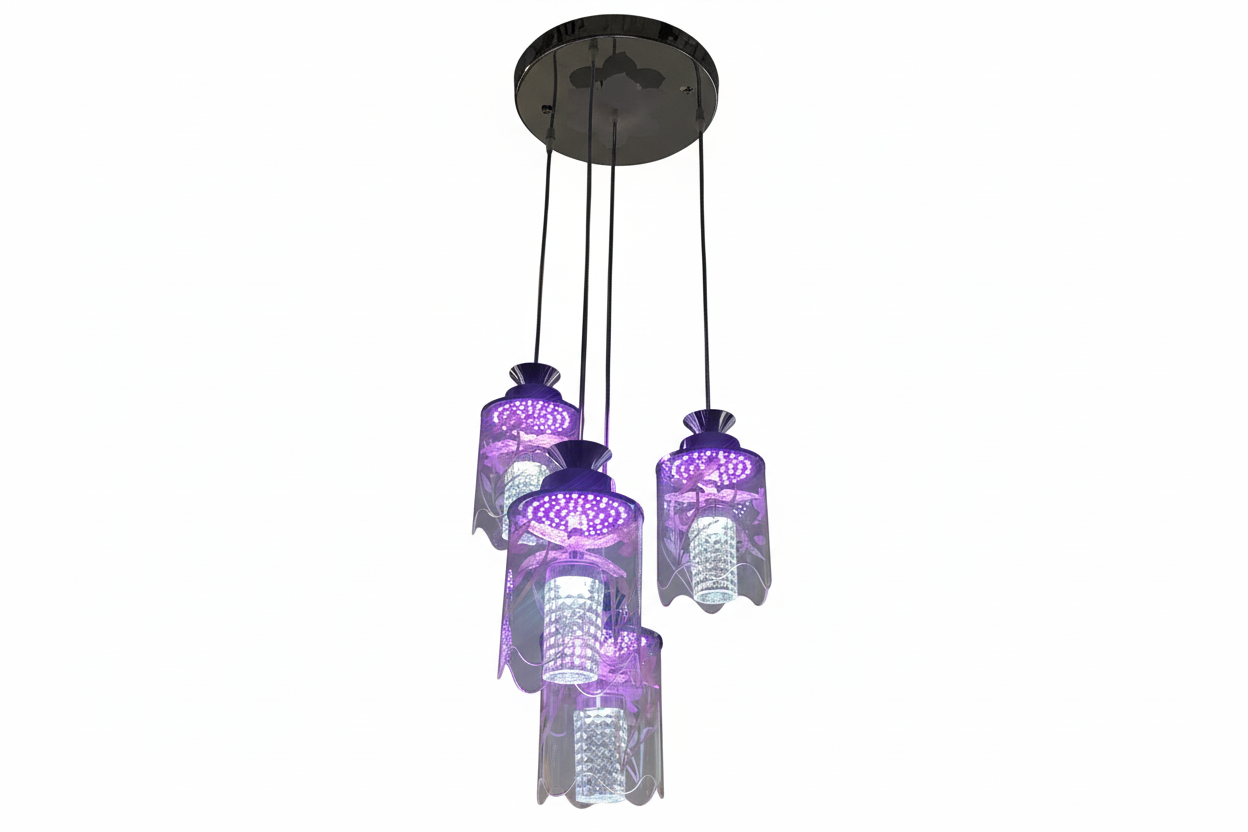 4-Light Decorative Glass Chandelier  Modern Pendant Ceiling Light (9900/3+1)