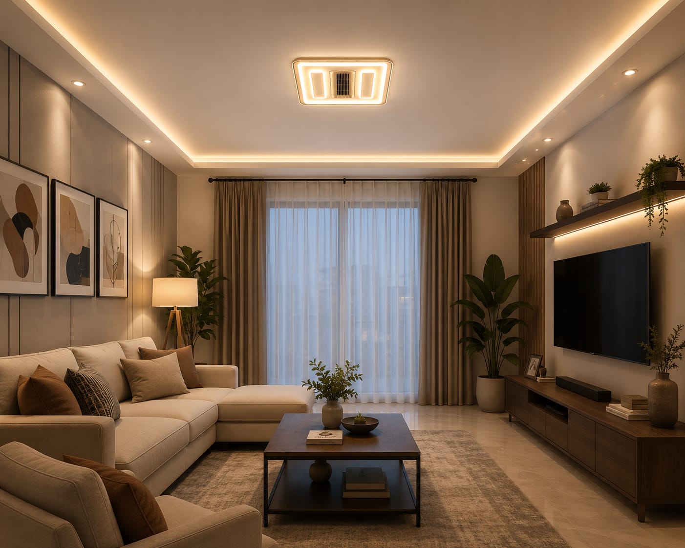 LED and Fan Modern Square light , Bedroom Study Living Room Fashion Decoration 3 Color Changing Ceiling Light(warm white ,cool white and day light) HTY-DX072