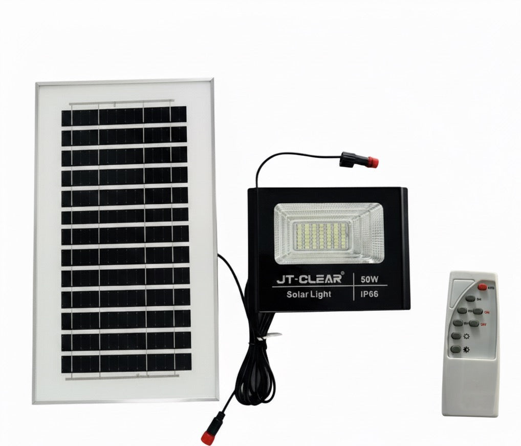 50W LED Solar Reflector Flood Light with Remote Control  IP66 Outdoor Solar Spotlight