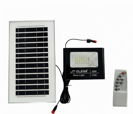 50W LED Solar Reflector Flood Light with Remote Control  IP66 Outdoor Solar Spotlight