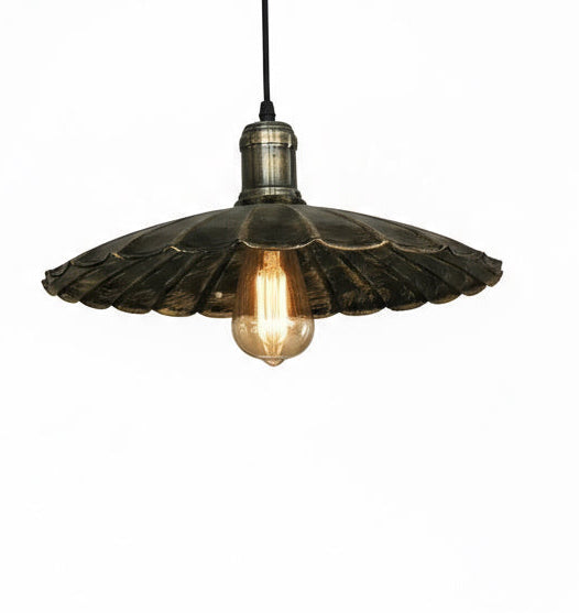 Industrial Brushed Black & Gold Metal Pendant Light  E27 Base