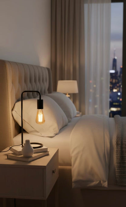 Modern Industrial Hanging Table Lamp  Black Metal E27 Desk Light