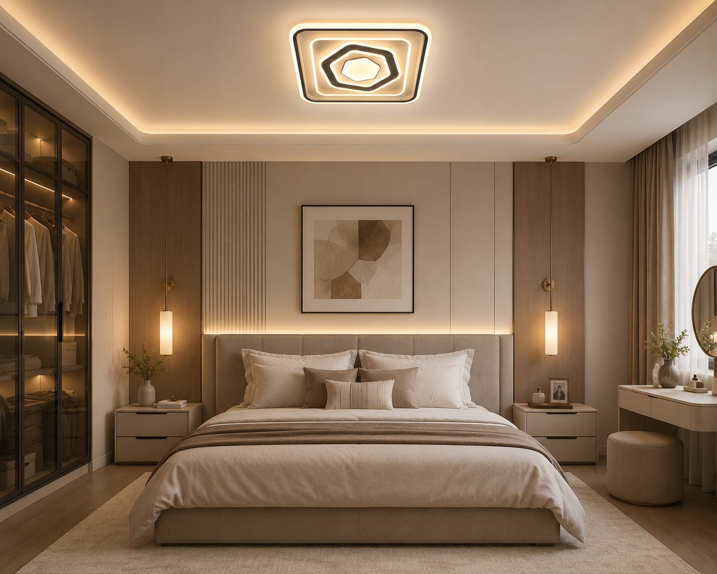 LED Modern Square light , Bedroom Study Living Room Fashion Decoration 3 Color Changing Ceiling Light(warm white ,cool white and day light) BQ-DX065